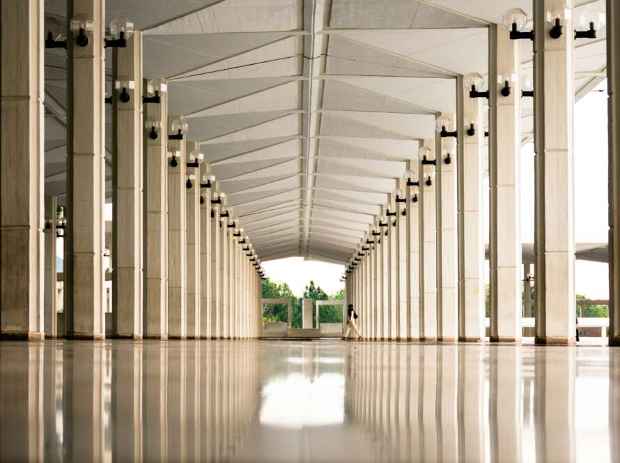 Pathway under white canopy