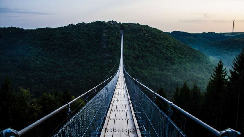 Suspension Bridge Pathway at Dusk