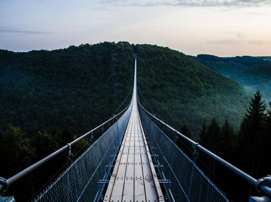 Suspension Bridge Pathway at Dusk