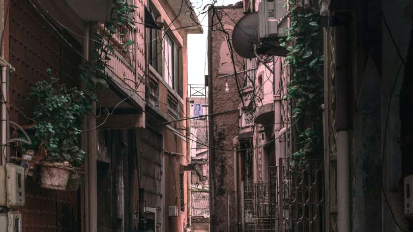 Narrow Alley Pathway Through Old Pink City