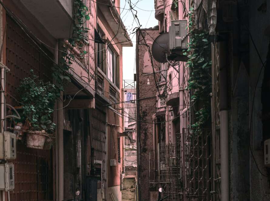 Narrow Alley Pathway Through Old Pink City