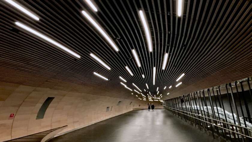 Metro Pathway with Long Ceiling Lights