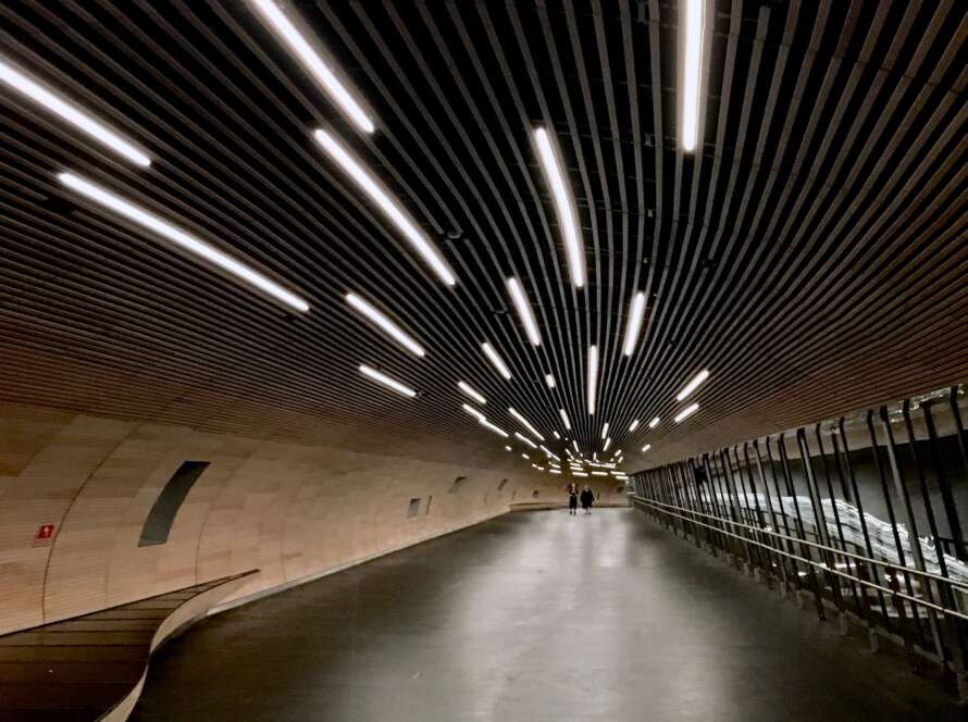 Metro Pathway with Long Ceiling Lights