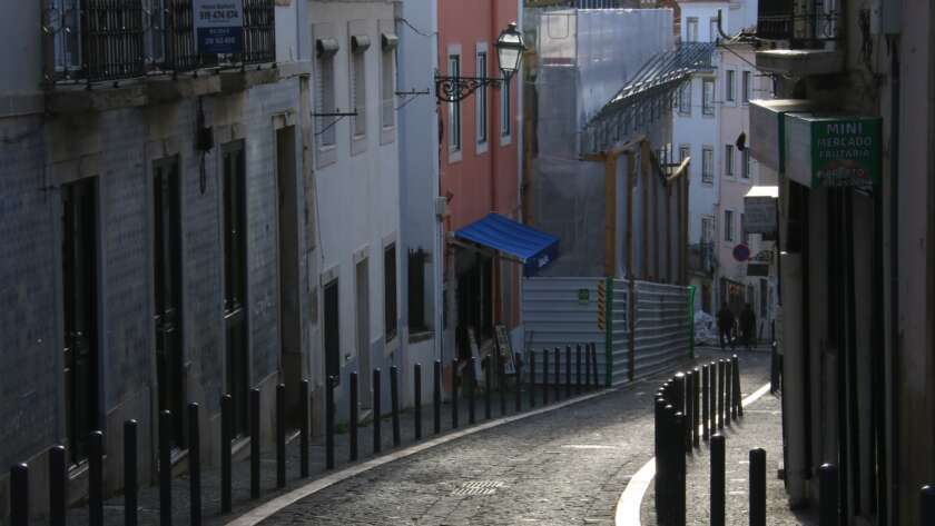 Curving Cobblestone Pathway in Old City